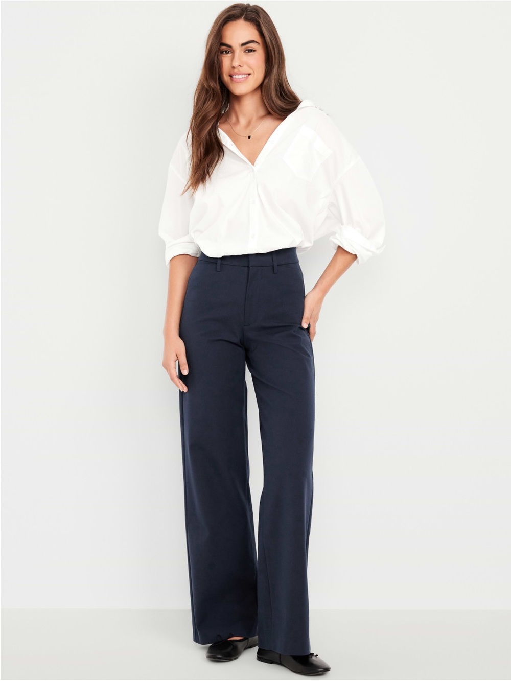 Old Navy Navy High-Rise Wide-Leg Trousers